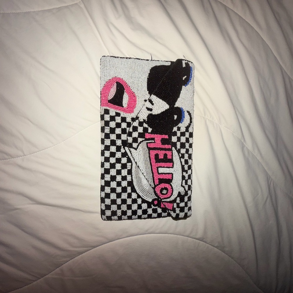 Mary Frances Black and White Beaded Wallet